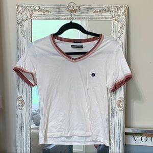 White Cotton Tee with Piping